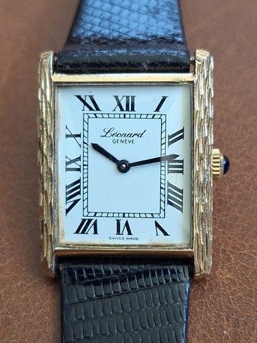 Seltene, luxuriöse, vergoldete/SS Classic Tank Manual Unisex Serviced Leonard Uhr - Bild 4 von 24