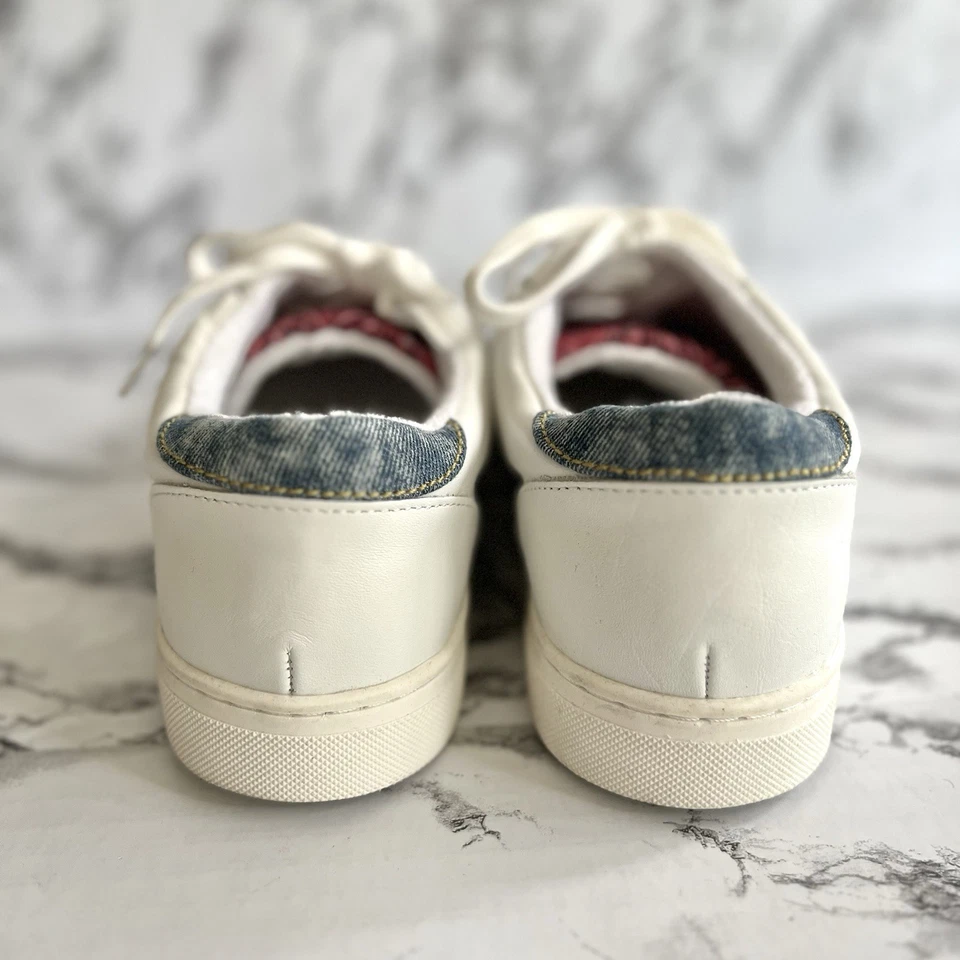 Steve Madden Rezume Women’s Sneakers 10 White Leather Red Paisley Low top Lace - Image 4 of 4