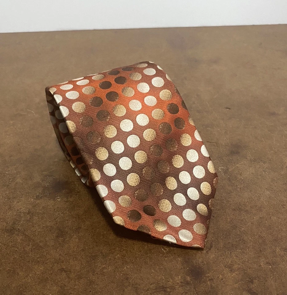 Corbata para hombre Ted Baker naranja 100 % seda patrón circular Foto 2 de 4