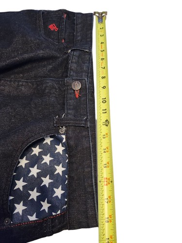 Rocawear Jean Shorts Mens 38 Black Pocket Y2K Baggy Skater Denim 37w US Flag - Picture 6 of 10
