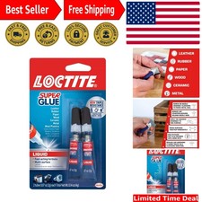 Super Glue Liquid, Clear, 0.07 fl oz Tube, 2 Pack - Superglue for Plastic, Wo...