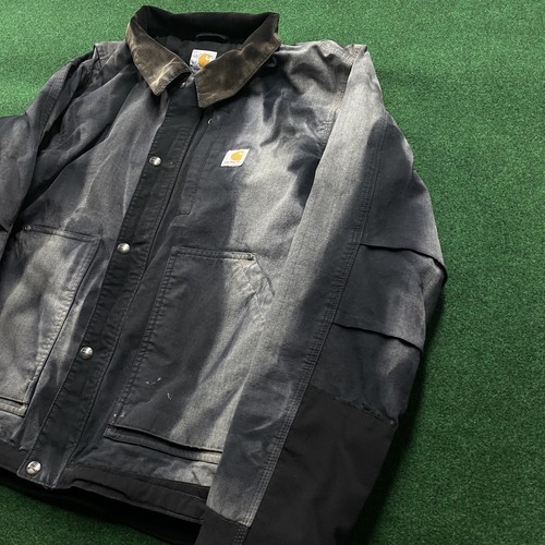 Vintage Carhartt Jacke Herren L Schwarz Sun Faded Canvas Full Swing Mantel - Bild 2 von 13