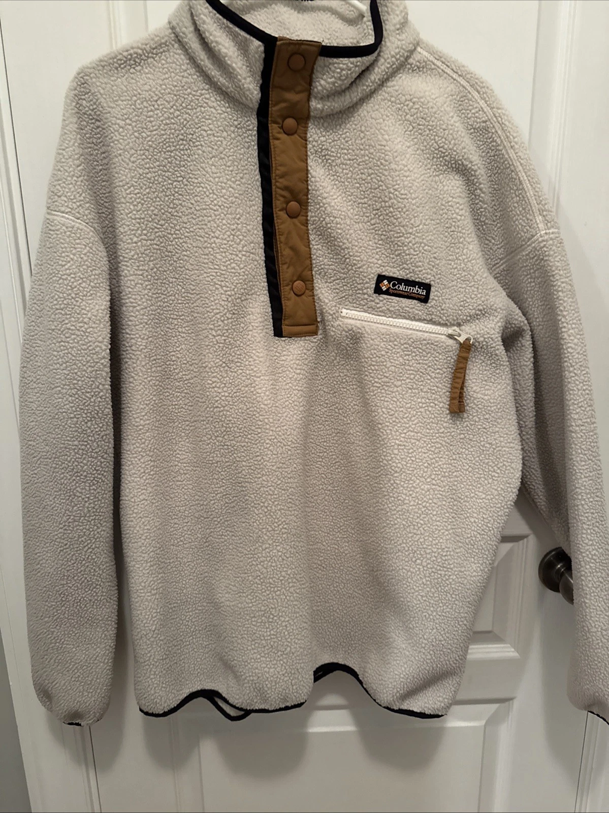 Columbia Men’s Fleece Quarter Zip Tan Size large Unlined