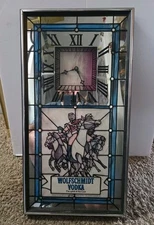 Framed Wolfschmidt Vodka Stained Glass Clock Mirror - Spirit of the Czar Vodka
