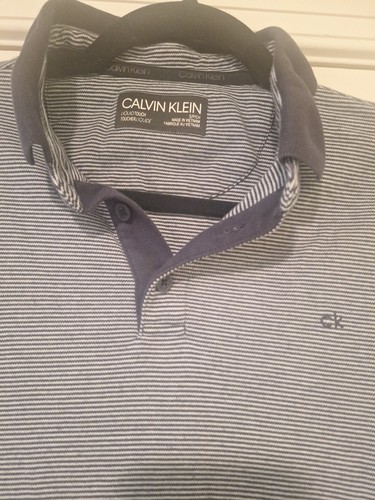 Calvin Klein Herren Poloshirt Liquid Touch Navy & White Stripe Gr. Small - Bild 1 von 4