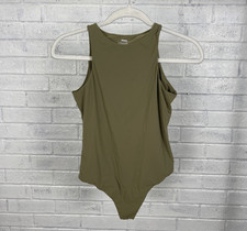 SKIMS Olive Green Crewneck Sleeveless Bodysuit Womens Size Stretch Minimalist
