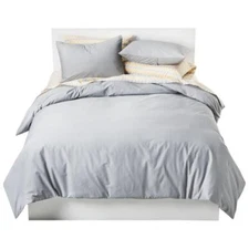 3 Piece Duvet Cover Set Gray King Size with Corner Ties