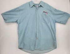 VTG Rusty Wallace Chase Authentics Denim Short Sleeve Shirt Size XL Blue NASCAR