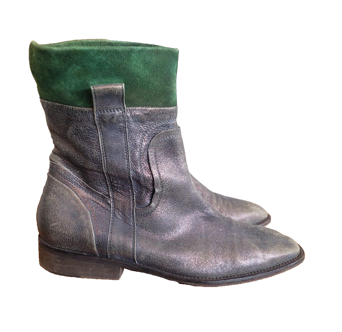 Donald J. Pliner Gill Metallic Green Leather Zip up Ankle Booties Women Size 9M