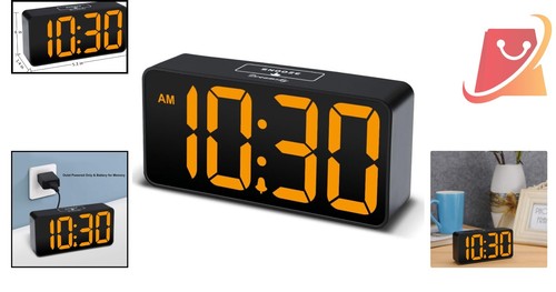 Small Digital Alarm Clock Plastic Tabletop with USB Port, Adjustable Volume &... - Picture 2 of 9