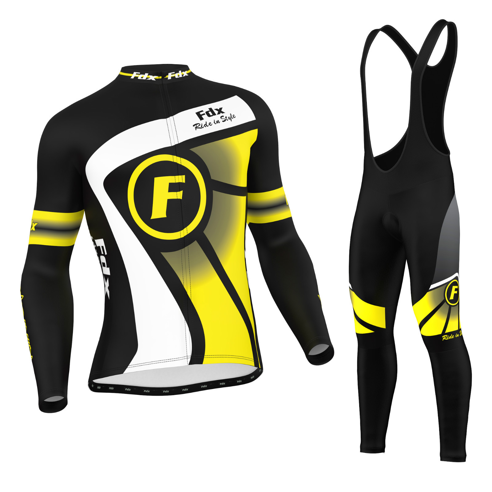 Download FDX Mens Cycling Jersey Winter Thermal Top + Cycling ...