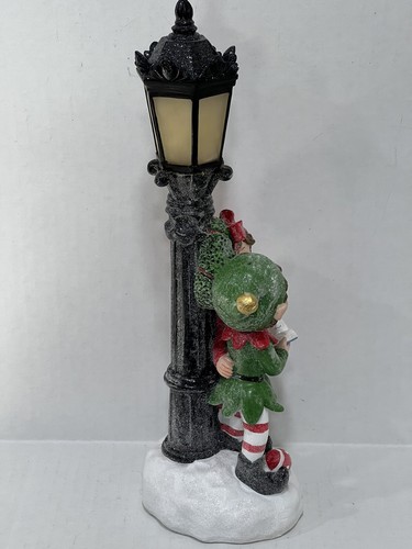 Elf Friends with Illuminated Lamp Post by Valerie Christmas Decoration - Picture 3 of 5