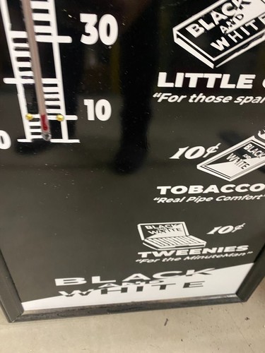 AGENCY Black White Tobacco Products Cigs Thermometer Sign Framed MINT 51" x 18" - Picture 9 of 21