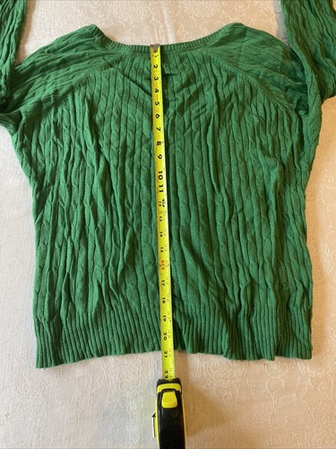 American Eagle Green Preppy V Neck Cable-knit Sweater Size XL - Angora Blend - Picture 11 of 12