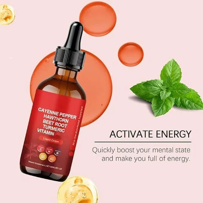 Gotas líquidas 60 ml de vitamina K2+D3 raiz de beterraba espinheiro pimenta caiena - Imagem 4 de 4