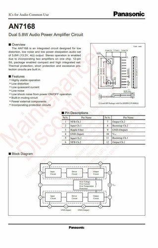 AN7168 NEW OEM Audio Power Amp Circuit   - Picture 3 of 3