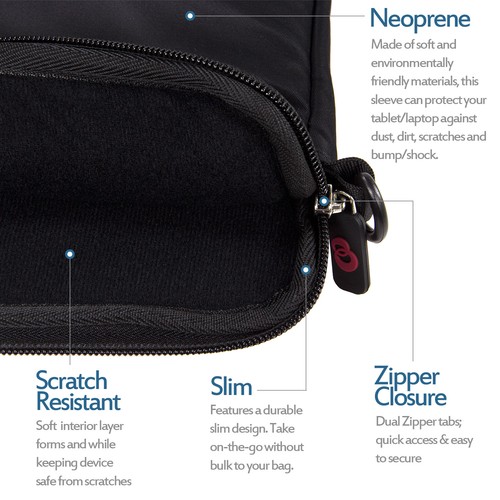 Neopene Removable Shoulder Strap Notebook Laptop Tablet Sleeve Messenger Bag - Picture 47 of 85