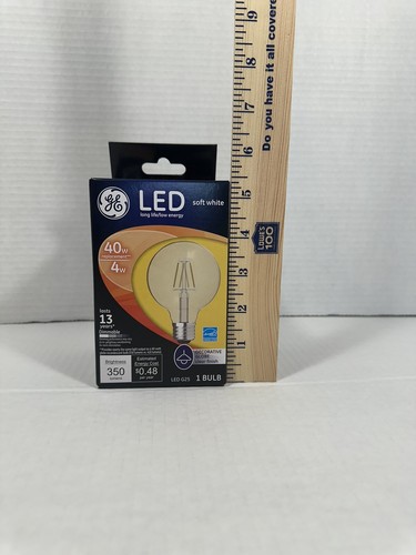 GE LED G25 Soft White Decorative Globe Clear Finish Dimmale Light Bulb 24590 - Picture 1 of 5