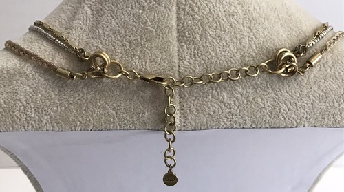 Stella & Dot Lorbeer Lariat goldfarben Anhänger Halskette 3-lagig Ketten - Bild 4 von 5
