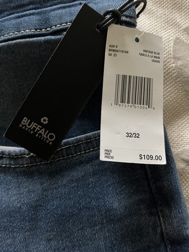 Buffalo David Bitton Jeans blau Ash-X Slim Stretch Denim Herren Größe 32x32 neu mit Etikett - Bild 5 von 7
