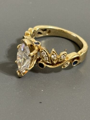 Kashi NY Designer~14k Yellow Gold Marquise Diamond Ring - Picture 2 of 10