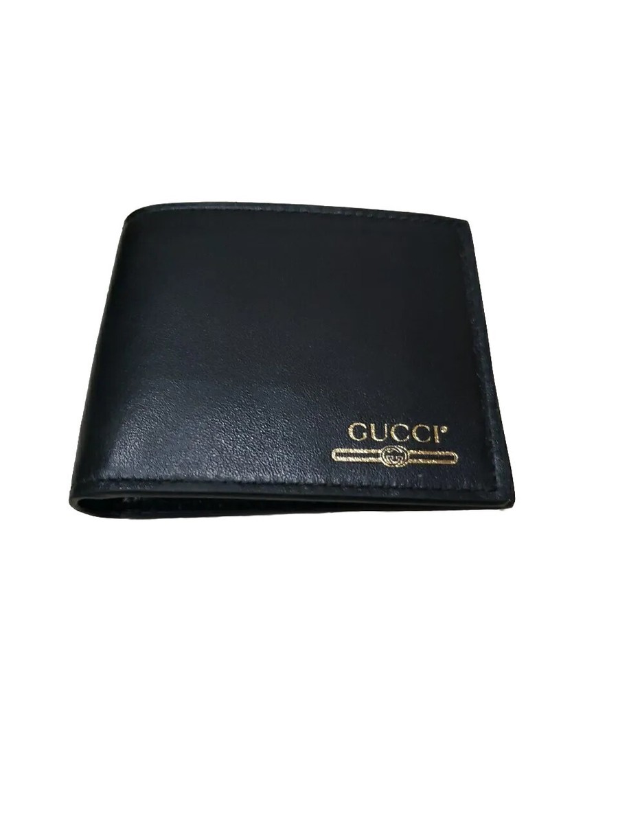 Gucci Signature Black Leather Gold Logo Print Credit Card Gucci Signature Black Leather Gold Logo Print Credit Card
