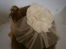 Kleinfeld Hair Piece Accessory Wedding Statement Off-White Flower Crystals Clip