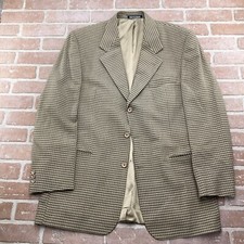 Bachrach Blazer Men 42L Beige Gray Check Woven Classic Jacket Wool Canada VTG
