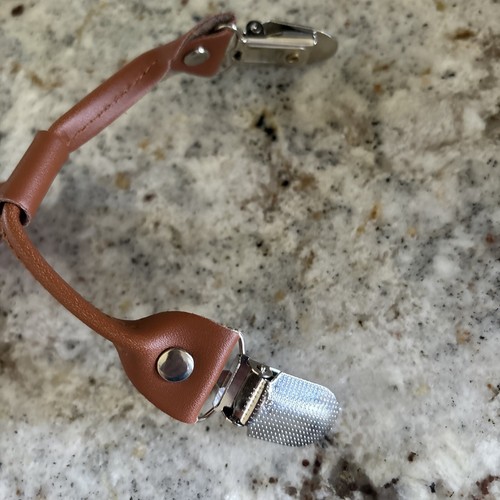 Two Pair Toddler Boys Tan Adjustable Elastic Suspenders With Faux Leather Trim - Picture 8 of 10
