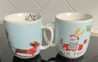 Next 2 x Christmas Porcelain Mugs Dogs Pugs Dachshund Hum Bug VGC 4x3.5 In