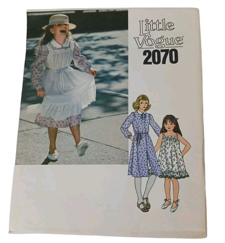 Vtg Little Vogue Girls Dress Pattern 2070 Pinafore Size 7 cut pattern - Picture 1 of 3