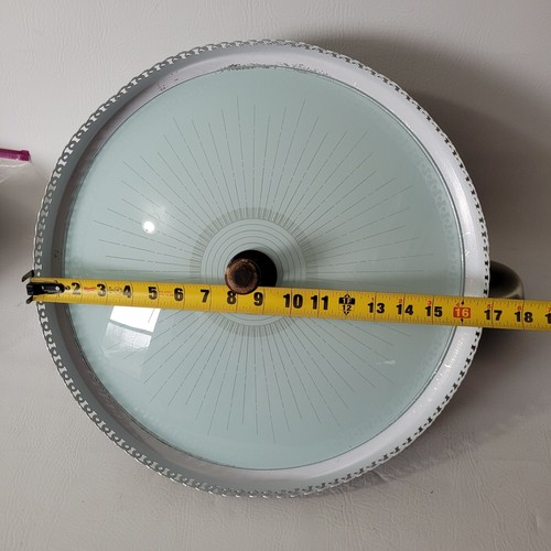 17 Inch Vtg Retractable 3 Bulb Ceiling Light Fixture MCM Atomic Pulldown Large - Picture 22 of 23