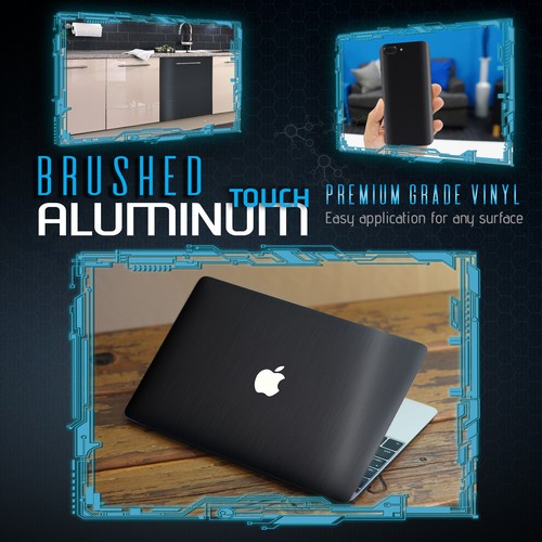 Calcomanía de vinilo de aluminio cepillado negro sin burbujas de aire - 36"" x 60"" pulgadas - Imagen 6 de 8