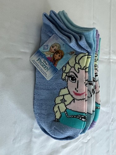 Disney Frozen 6 Pack Girls Princess Olaf Sparkle No Show Socks M/L  3-10 - Picture 1 of 9
