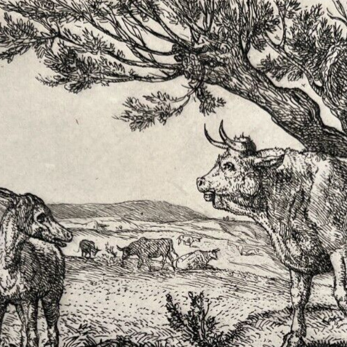 Etching Original Louis GUY (1824-1888) Landscape, Cows 1875 - Picture 4 of 8