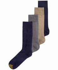  50 Gold Toe Microfiber Men'S 4-Pair Pack Blue Argyle Crew Dress Socks Shoe 6-12
