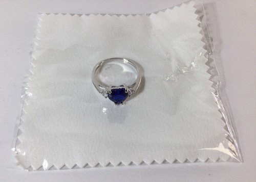 925 Sterling Silber Herzschliff Saphir und Zirkon Edelstein Verlobungsring - Bild 16 von 20