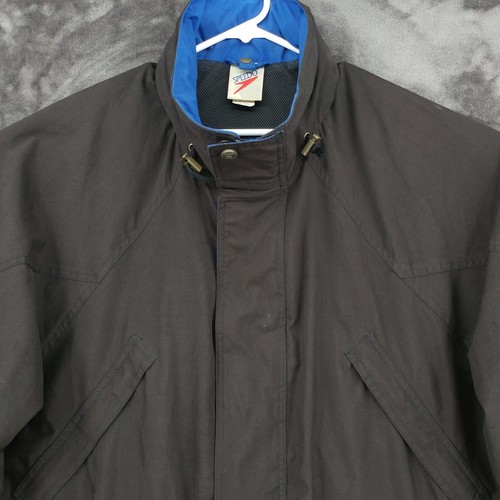 Speedo Large Black Y2K Polyester Hidden Hood Heavy Full Zip Windbreaker Jacket - Picture 7 of 18