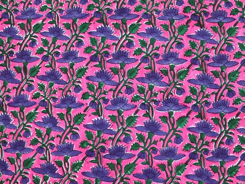 Abito da corsa in tessuto di cotone stampato a blocchi floreali colorati 5 anni con stampa floreale a mano - Foto 5 di 8