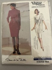 vintage vogue pattern American Designer Oscar de la Renta 2336 sz 14-16 dress 