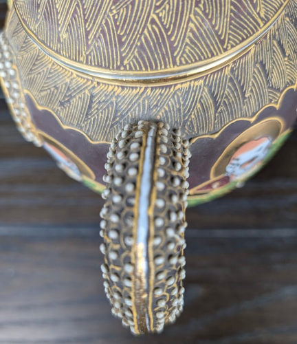Set teiera vintage giapponese Kutani Dragonware Moriage con 2 tazze e piattini - Foto 24 di 24