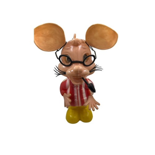 Topo Gigio Plastic Carnival Toy Lenticular Eyes with Glasses Smoking a Pipe - Picture 2 of 10