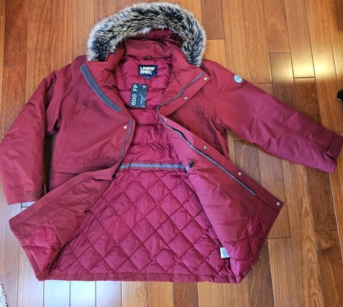 Lands’ End L Coat Parka Down Puffer Jacket 600 Maxi Removable Hood Burgundy NWT - Picture 4 of 17