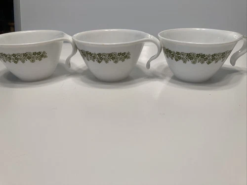 3 Vintage Corelle Corning Crazy Daisy Spring Blossom Hook Handle Coffee Tea Cups