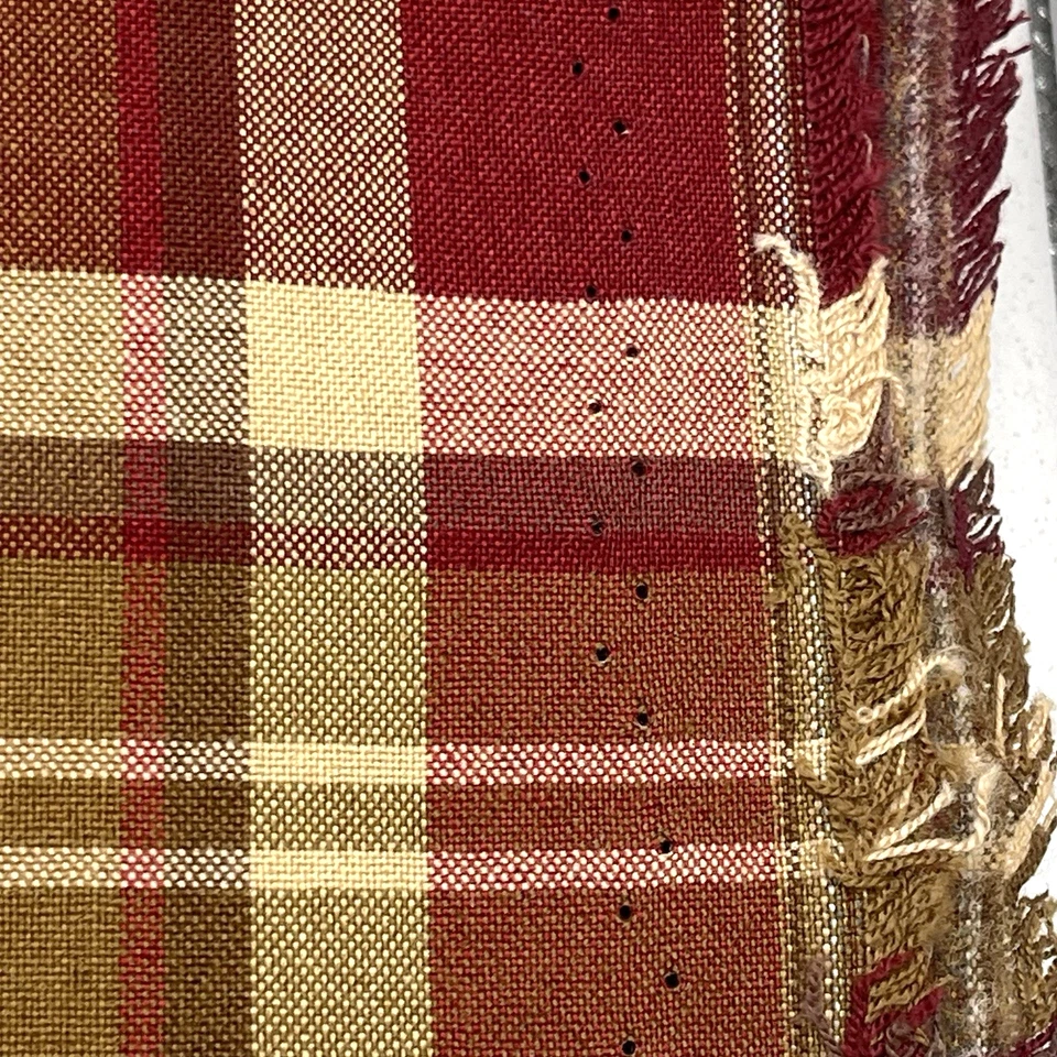 Tela de tapicería a cuadros color crema tartán rojo dorado respaldo de fieltro pesado 54" x 2 yardas Foto 4 de 4