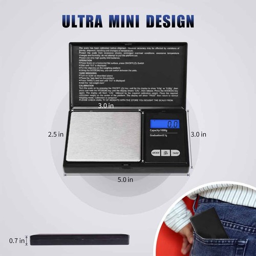 New 1000g x 0.1g Mini Digital Scale Jewelry Pocket Gram LCD US - Picture 3 of 8