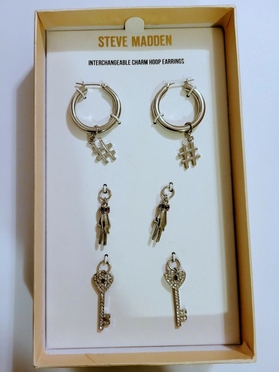 Hoop earrings with changeable charms deals
