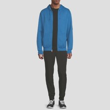 Athletic Works Men's Fleece Full Zip Hoodie Jacket, Indigo Blue, 2XL 50-52 