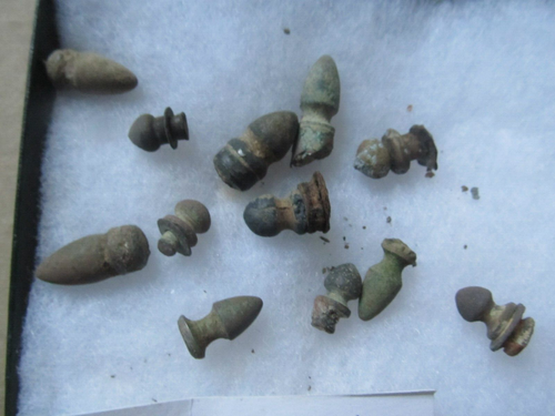 12 Dug/ Excavated Brass Civil War Cap & Box Flap Finial Tips, Hanover County, Va