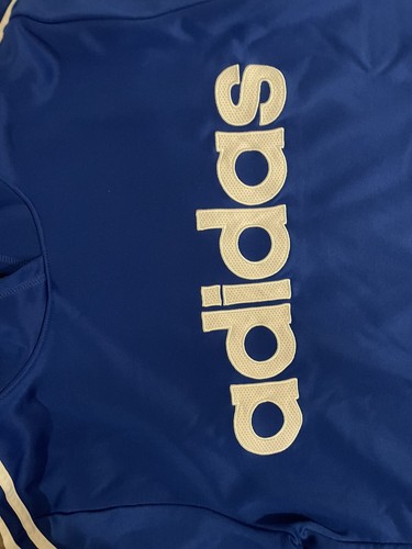 Adidas Blue Hoodie Boys XL(18-20) Logo Youth Athletic Wear Racing Stripes Sport - Picture 5 of 6